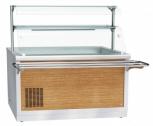 Прилавок холодильный ПВВ(Н)-70Х-03-НШ, 1500 мм, +1…+10 С (открытый), охлаждаемая ванна без гастроемкостей, 2 стеклянные полки, LED-подсветка, съемный нерж. фасад, направляющие в комплекте